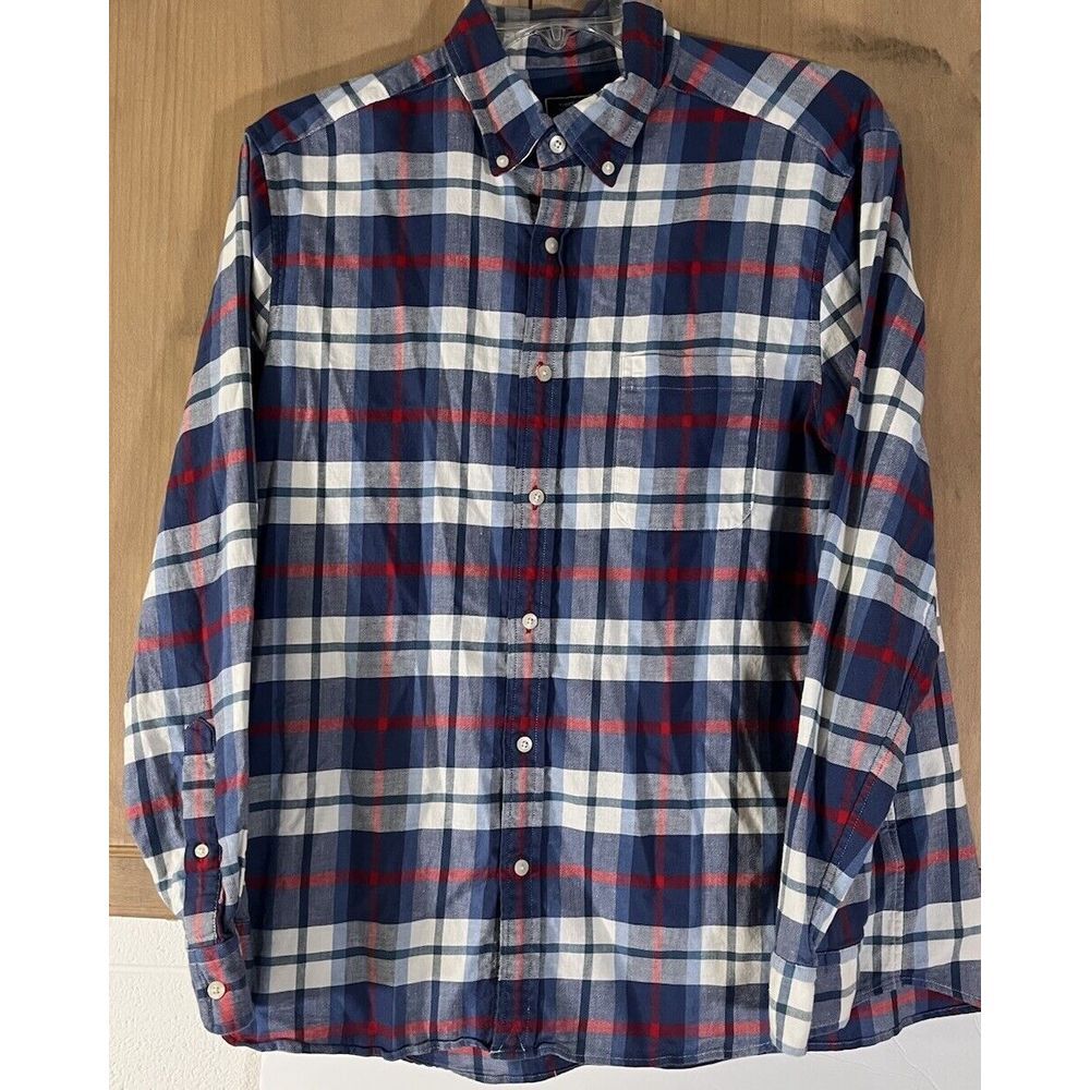Vineyard Vines Button Down Shirt Mens Large Blue Plaid Cotton Linen
